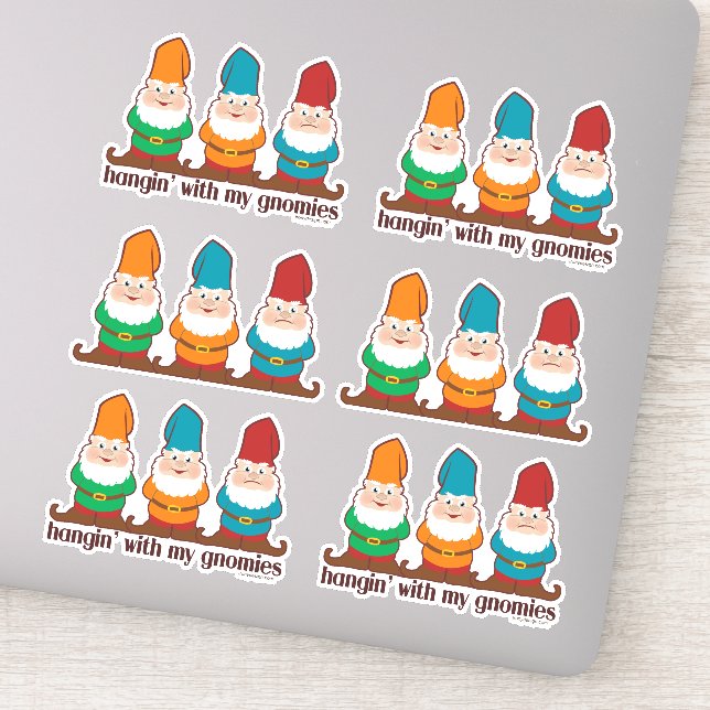 Sticker Je Passe Avec Mes Gnomes Six Coupes De Contour (Détail)