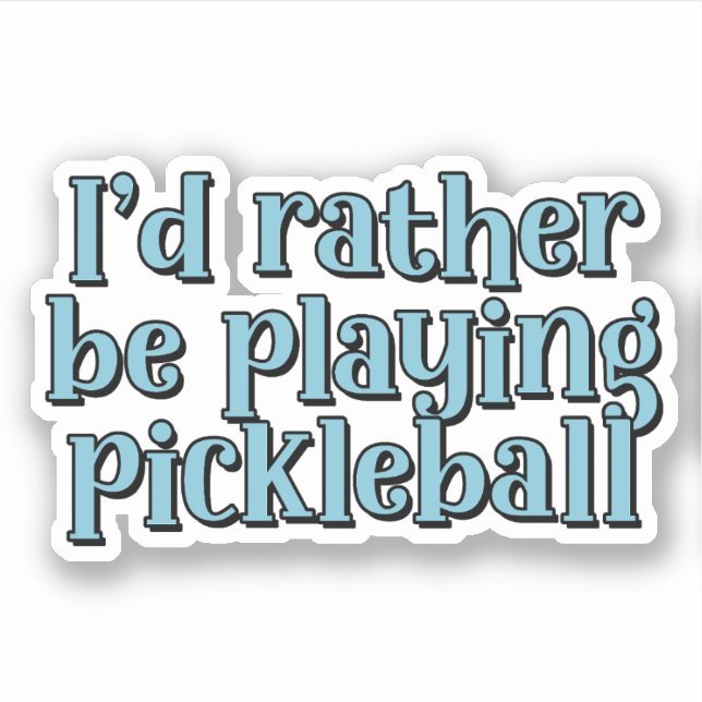 Sticker Je préfère jouer au pickleball Blue Retro Text (Devant)