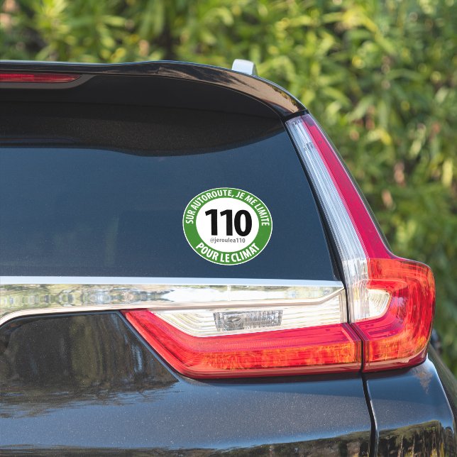 Sticker "Je roule à 110 pour le climat" (Car Side)