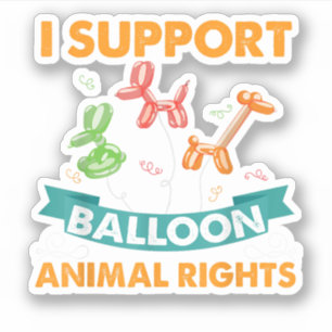Sticker Je soutiens les droits des animaux de ballon amusa