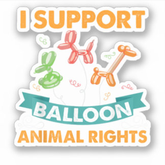 Sticker Je soutiens les droits des animaux de ballon amusa