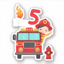 Je suis 5e anniversaire Boy Fire Engine Truck Todd