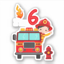 Je suis 6e anniversaire Boy Fire Engine Truck Todd