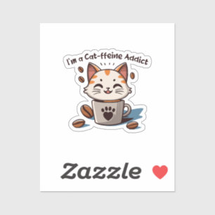 Sticker Je suis accro à la Cat-fféine