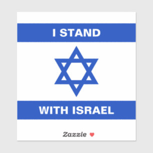 Sticker Je suis avec Israël coutume texte blanc drapeau Is