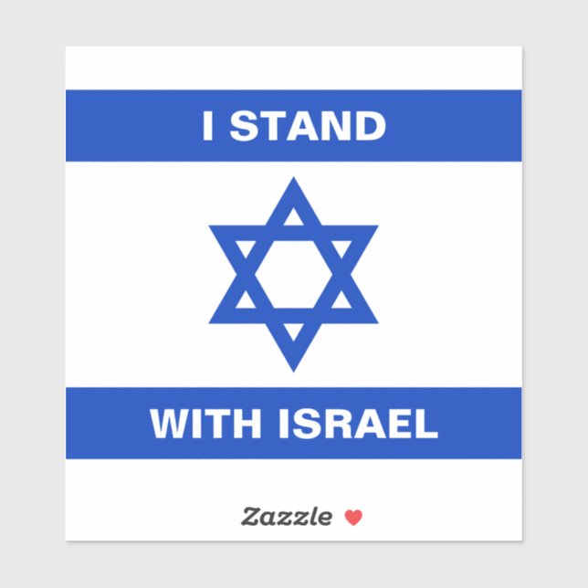 Sticker Je suis avec Israël coutume texte blanc drapeau Is (Feuille)