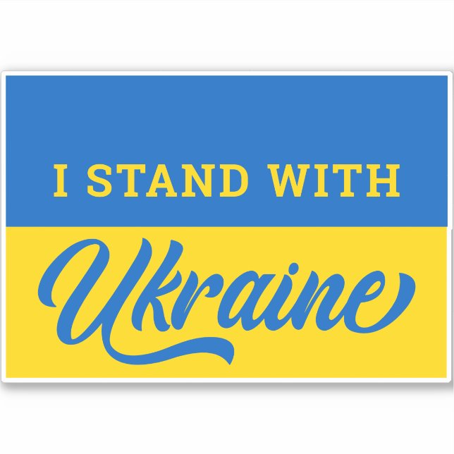 Sticker Je Suis Avec L'Ukraine Soutien Ukrainien Drapeau V (Devant)