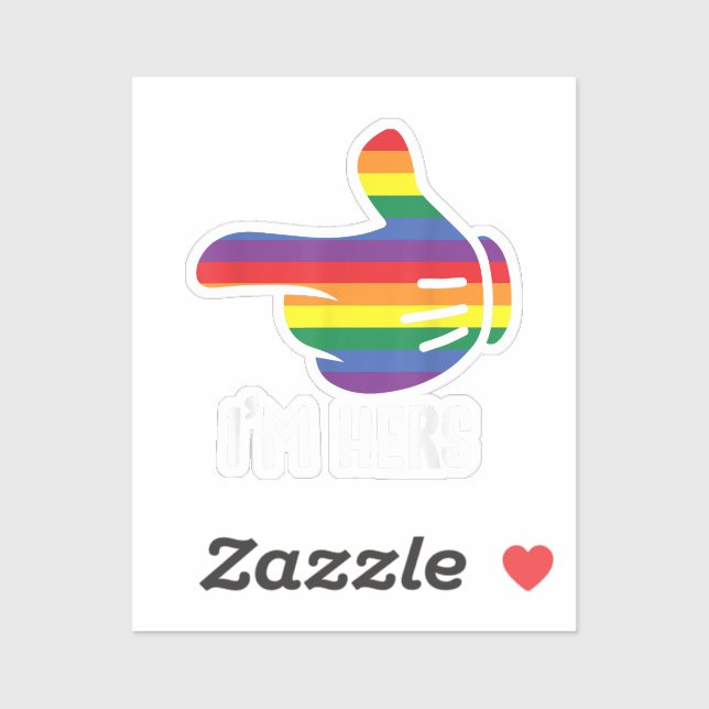 Sticker Je suis Hers Rainbow Lesbian Couple Funny LGBT Pri (Feuille)