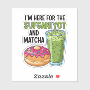 Sticker Je suis ici pour Sufganiyot et Matcha Hanoukka jui