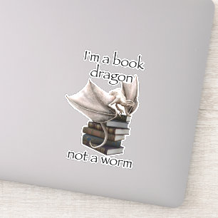 Sticker Je suis un dragon de livre pas un ver Wyrm Wyvern