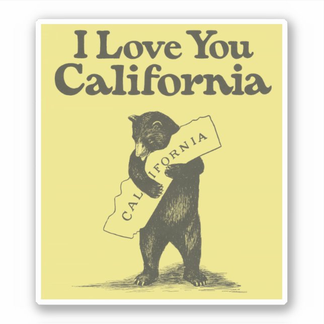 Sticker Je T'Aime Californie Bear Hugging State (Devant)