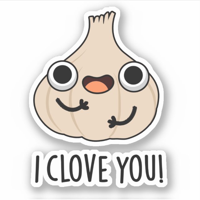 Sticker Je T'Aime Drôle Pun Ail D'Épice (Devant)