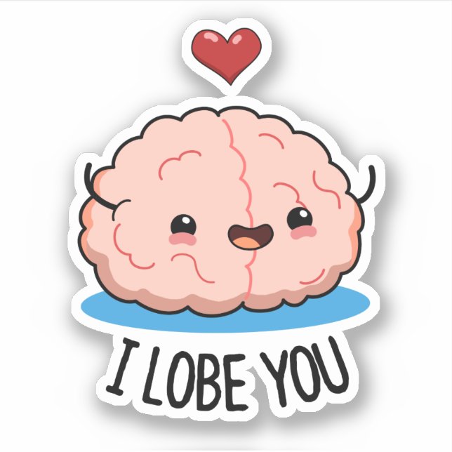 Sticker Je T'Aime Drôle Pun Cerveau (Devant)
