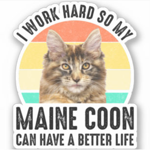 Sticker Je Travaille dur Pour Que Mon Maine Coon Puisse Mi