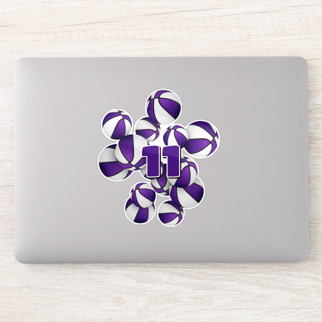 Sticker jersey numéro cluster violet blanc basketballs (Ordinateur)