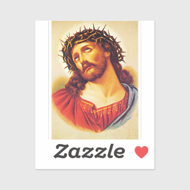 Sticker Jésus Christ Thorn Couronne Peinture d'art Vintage (Feuille)
