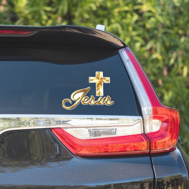 Sticker Jésus _Croix or (Côté voiture)