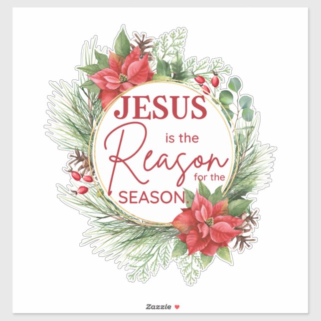 Sticker Jésus est la raison de la saison Noël (Feuille)