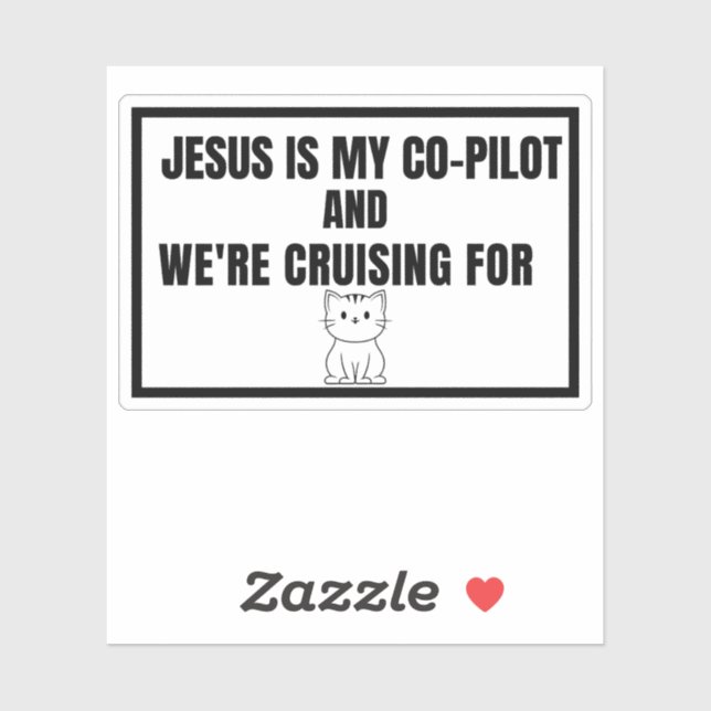 Sticker Jésus Est Mon Co-Pilote Et Nous Croisons Pour...Ch (Feuille)