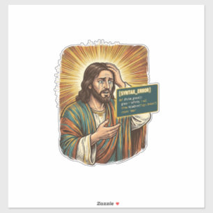 Sticker Jésus pleurant Erreur de syntaxe Codage Programmeu