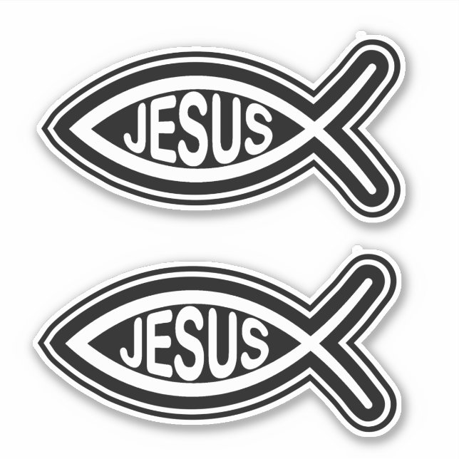 Sticker Jésus poisson symbole religieux chrétien noir (Devant)