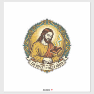 Sticker Jésus vaincu fumant du pain grillé brûlé petit-déj