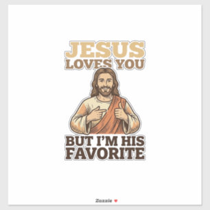 Sticker Jésus Vous Aime Drôle Vintage Croyance Chemise Des