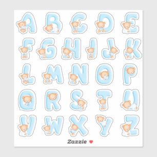 Sticker Jeu d'alphabet d'ours bleu
