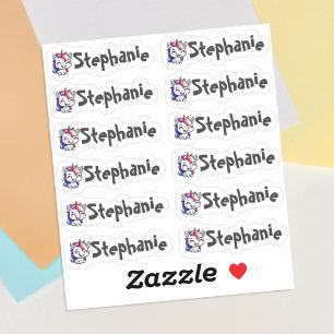 Sticker Jeu de 12 Petit Nom Unicorne Souriant Whimsical