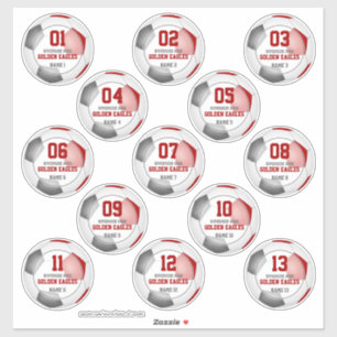 Sticker Jeu de 13 enfants rouge gris couleurs de l'équipe 