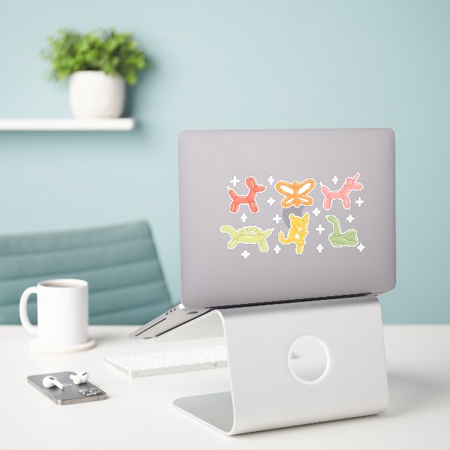 STICKER JEU DE BALLONS ANIMAUX DÉSIGNÉS (Ordinateur portable sur le bureau)