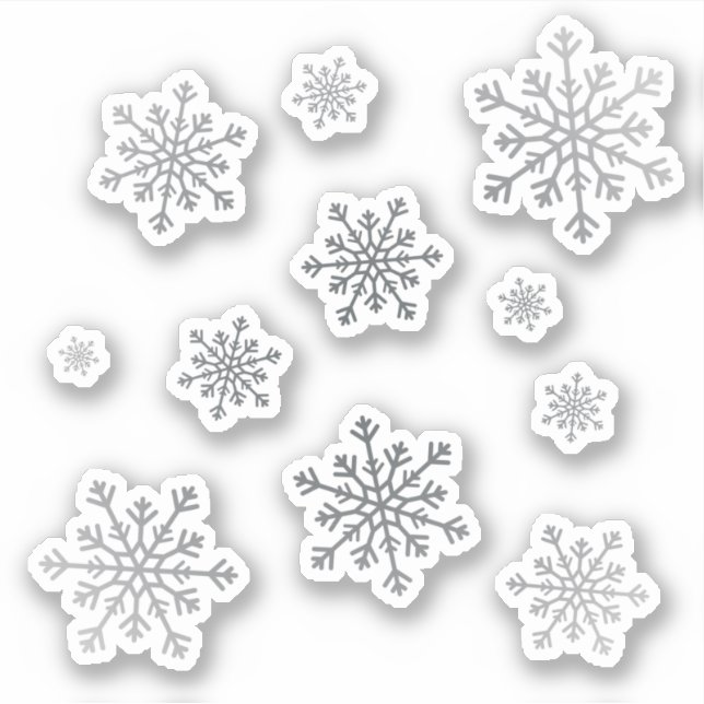 Sticker Jeu de beaux flocons de neige d'hiver de Noël en a (Devant)