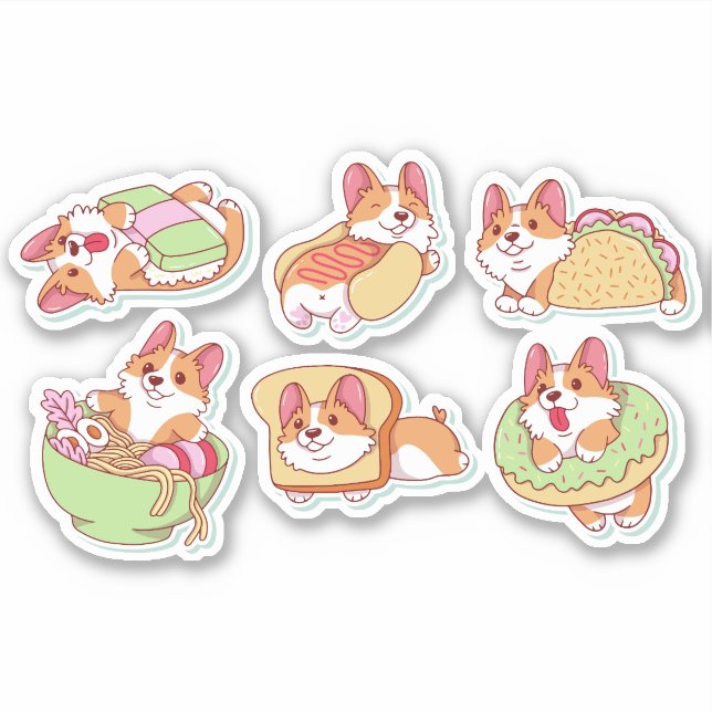 STICKER JEU DE CARACTÈRES ALIMENTAIRES DE CHIENS CORGI (Devant)