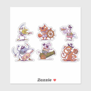 STICKER JEU DE CARACTÈRES DE PIARTES DE CARTOON FUNNY