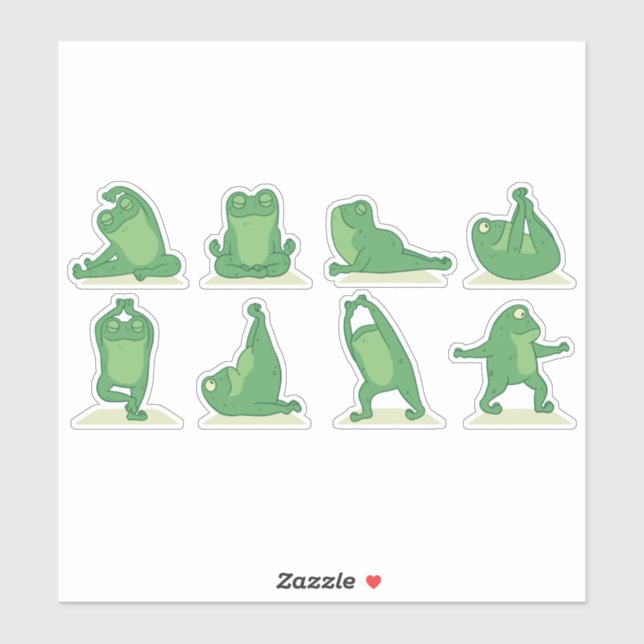 Sticker Jeu de caractères de yoga grenouille (Feuille)