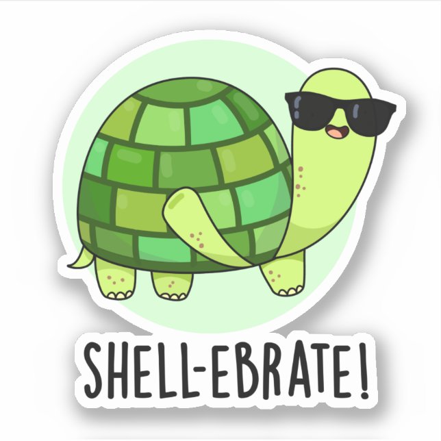 Sticker Jeu de coquille amusant Tortoise Animal Pun (Devant)