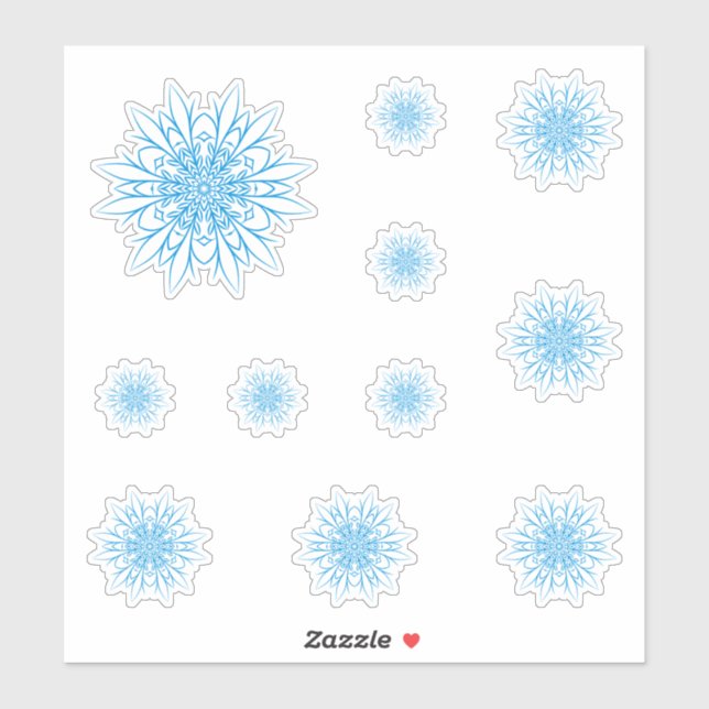 Sticker Jeu de cristaux de neige bleu congelé (Feuille)