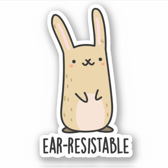 Sticker Jeu de lapin lapin drôle résistant à l'oreille (Devant)