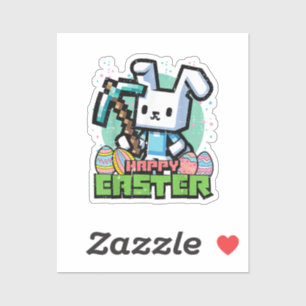 Sticker Jeu de pixels de lapin de Pâques heureux 