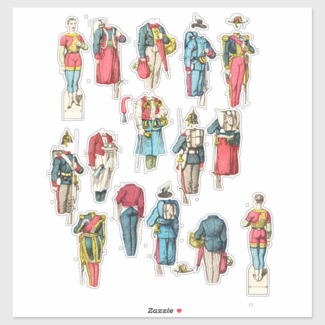 Sticker jeu de poupées en papier miniature homme soldat (Feuille)