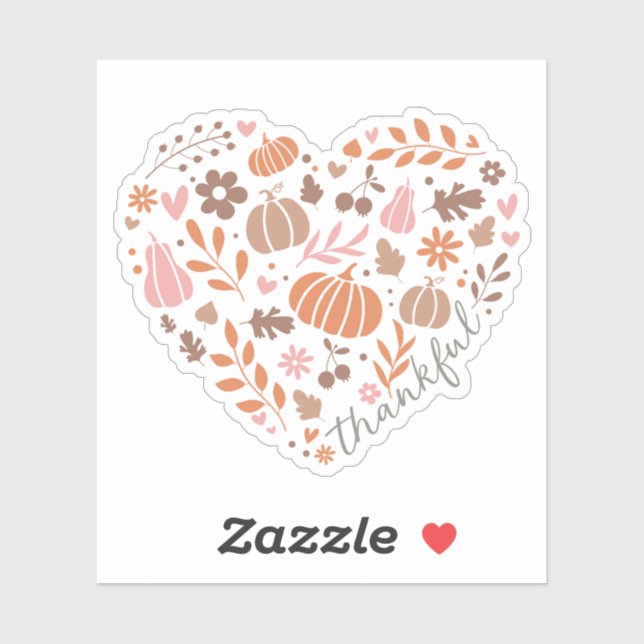 Sticker Jeu de remerciement, Chute Floral et Coeur Citroui (Feuille)