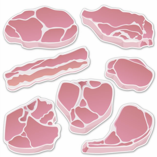 Sticker Jeu d'icônes de découpes de porc (Devant)