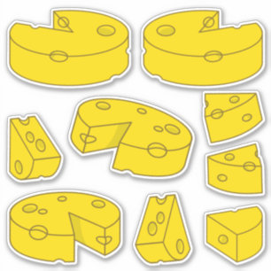 Sticker Jeu d'icônes de fromage jaune