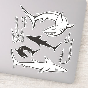 Sticker Jeu d'icônes Requins et crochets