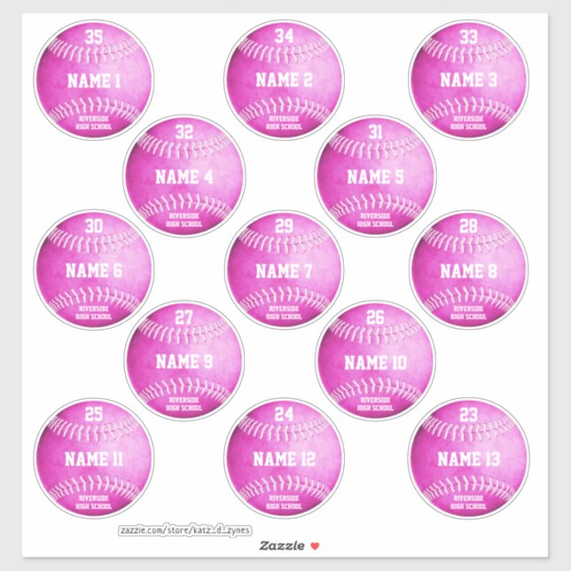 Sticker Jeux de balles roses de 13 personnages (Feuille)