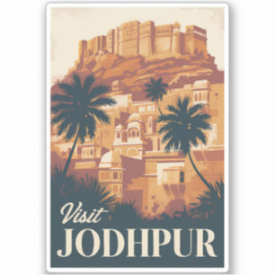 Sticker Jodhpur Inde Illustration Voyage Art Vintage