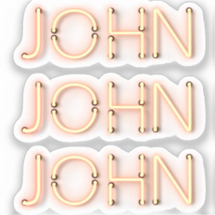 Sticker John Nom dans Lumières brillantes de néon Classic 