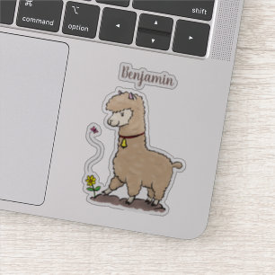 Sticker Joli alpaga joyeux avec dessin animé de papillon