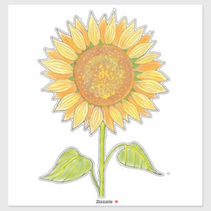 Sticker Joli Boho Art Aquarelle Jaune Tournesol