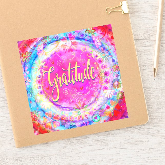 Sticker Joli Boho rose Gratitude Inspirivité (Carnet)